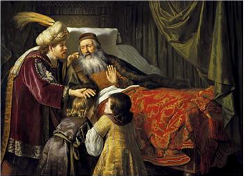 ▲야곱이 요셉의 두 아들을 어긋나게 축복하는 모습 (렘브란트 그림)